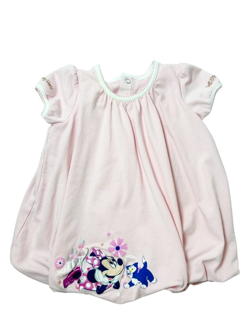 Official Disney Parks Minnie Mouse & Figaro Embroidered Bubble Dress 24M Pink